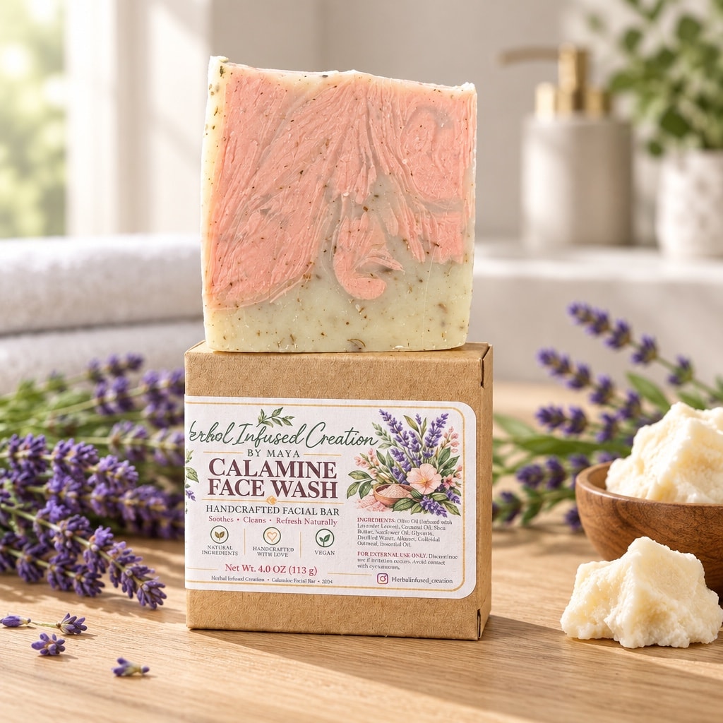 Handmade calamine and lavender face wash soap bar